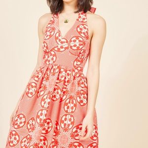 Haute Happenstance Fit and Flare Dress in Ladybug